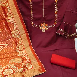 Ishin Floral Embroidered Unstitched Dress Material image 3