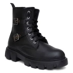 TRYME Women Solid Lace-Ups Block Heel Casual Regular Boots image 5