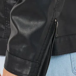 Styli Men Faux Leather Collared Utility Zip Up Jacket image 3