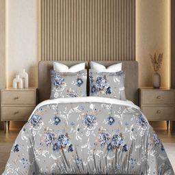 Myntra Elegant Homes Blue & Grey Printed Pure Cotton 300TC King Bedsheet Set 2.74 x 2.74 m-picture-41