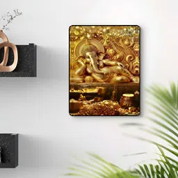 Myntra Elegant Homes Gold-Toned & Black Lord Ganesh Treasure Wealth Religious Wall Art image 3