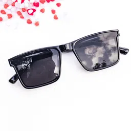 Jiebo Unisex Black Lens & Black Rectangle Sunglasses with UV Protected Lens-picture-27