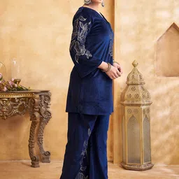 Kaftanize Embroidered V Neck Tunic With Palazzo Co-Ords image 3