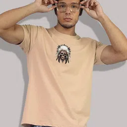 Greylongg Men Floral Printed Extended Sleeves Applique T-shirt image 5