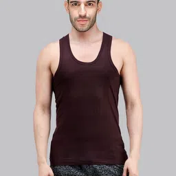 Amul Comfy Men Pack of 5 Plain Cotton Multi Coloured Sleeveless Vest image 4