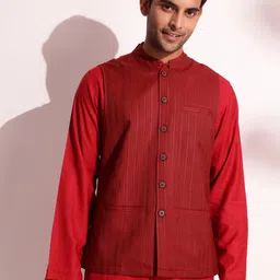 Fabindia Striped Woven Nehru Jackets-picture-17
