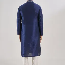 Arihant Rai Sinha Mandarin Collar Art Silk Kurta With Churidar image 5