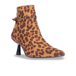Saint G Women Animal Printed Kitten-Heeled Regular Boots With Buckle Detail-picture-31