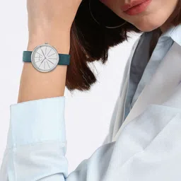 Titan Stackables White Dial Blue Leather Strap Analog Watch - For Women 2718SL01F image 2