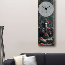 OLIVE TREE Green & Red Printed Analogue Rectangular Wooden Wall Clock-picture-2