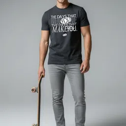 HERE&NOW Men Typography Printed Bio Finish T-shirt image 4