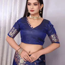 SWORNOF Ethnic Motifs Zari Banarasi Saree image 5