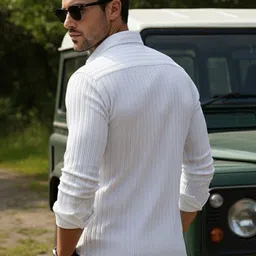 BADLAND Classic Textured Spread Collar Roll-Up Sleeves Casual Shirt image 2