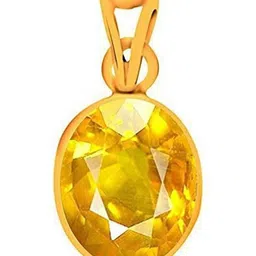RAVIOUR LIFESTYLE Unisex Sapphire Pukhraj Gemstone Brass Pendant-image-6