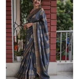 Lyzoo Woven Design Pure Cotton Handloom Saree image 3