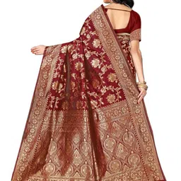 F FASHION Floral Woven Design Zari Pure Silk Banarasi Saree image 2