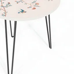 Jumig White & Black Printed Wooden & Metal Round Coffee Table image 5