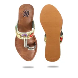 YK Girls Embellished Open Toe Flats with Embroidered image 4