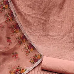 SHADOW & SAINING Striped Embroidered Sequinned Gadwal Cotton Unstitched Dress Material image 4