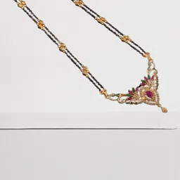 Laksh Enterprise Artificial Stones Studded & Beaded Floral Design Mangalsutra image 1