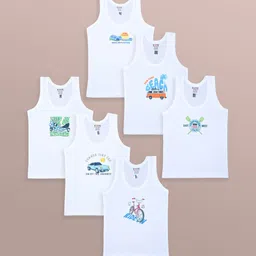 Revvo Junior Boys Pack Of 6 Printed Pure Cotton Basic Vests RJV-101-picture-16