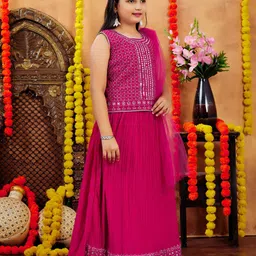 Aarika Girls Embellished Mirror Work Ready to Wear Lehenga & Blouse With Dupatta image 2