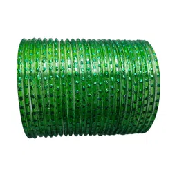 Shasmi Green Glass Artificial Stones Bangle image 2