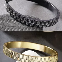The Roadster Lifestyle Co Men Set Of 2 Rhodium-Plated Kada Bracelets-picture-11