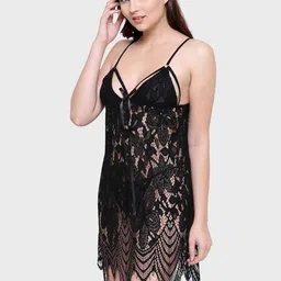 NOIRA Women Self Design Baby Doll Comes with a Brief image 2