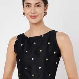 studio rasa Net Sequins Embroidered Silk Round Neck Blouse-image-59