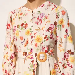 ONLY Floral Print Puff Sleeve Fit & Flare Dress image 4
