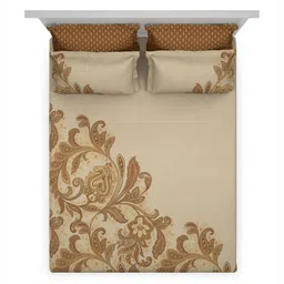 DDecor Orion Brown & Cream-Coloured Printed Cotton 180 TC King Bedsheet Set 2.74 x 2.74 m image 5