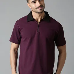 LEWEL Men Regular Fit Textured Short Sleeve Polo Collar T-shirt-picture-26