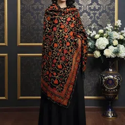 all about you Women Floral Embroidered Pure Wollen Pashmina Shawl-picture-36