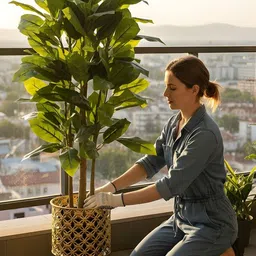 AARVI DECOR STUDIO Yellow Mesh-Designed Freestanding Round Bloom Planter image 4