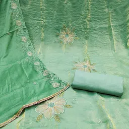 Peachmode Embroidered Art Silk Unstitched Dress Material image 2