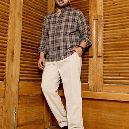 Instafab Plus Men Plus Size Comfort Fit Checked Button-Down Collar Cotton Casual Shirt-picture-18