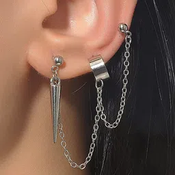 ISHKAARA Silver Plated Floral Ear Cuff Earrings-picture-30