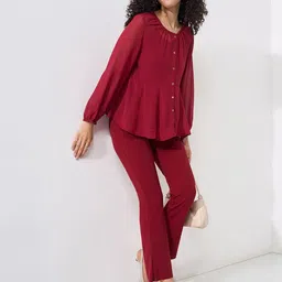 Annabelle by Pantaloons Women Flared High-Rise Zip Trousers image 5