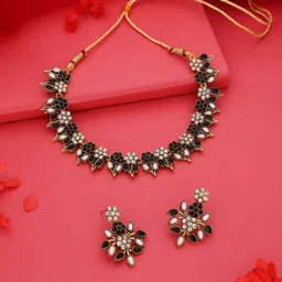 Anouk Gold-Plated American Diamond Studded Necklace And Earrings image 1
