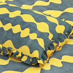 DREAM WEAVERZ Grey & Yellow Striped 260 TC Fitted King Bedsheet Set- 2.35 m x 2.55 m image 3