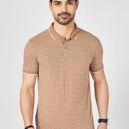 BYFORD by Pantaloons Men Geometric Printed Polo Collar Cotton Slim Fit T-shirt-picture-39