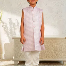 Aj DEZInES Embroidered Jacquard Sherwani image 4