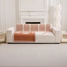 HOMETHREADS Multicoloured & Orange Printed 1 Piece Sofa Cover-picture-27