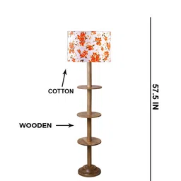 Aura White & Red Printed Wooden Spherica-Shaped l Floor Lamps-picture-12