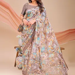 Leelavati Floral Printed Pure Chiffon Saree image 3