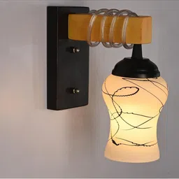 1ST TIME Black & White Colourblocked Wood Contemporary Rectangle Shaped Wall Lamp image 4