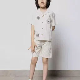 aon fashion Boys Embroidered Pure Cotton Shirt With Shorts-picture-25