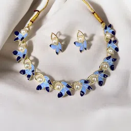 Women Click Set Of 2 Gold-Plated Stone Studded & Beaded Jewellery Set image 5