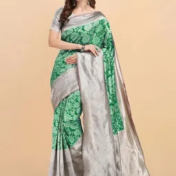 ZILVIRA Ethnic Motifs Banarasi Saree with Unstitched Woven Blouse image 2